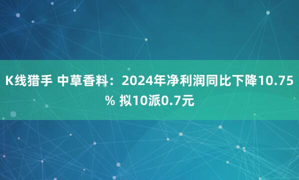 K线猎手 中草香料：2024年净利润同比下降10.75% 拟10派0.7元
