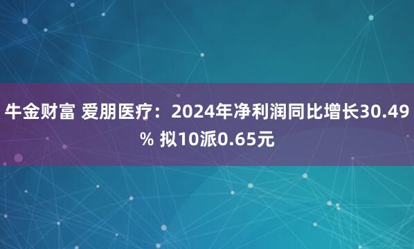 牛金财富 爱朋医疗：2024年净利润同比增长30.49% 拟10派0.65元