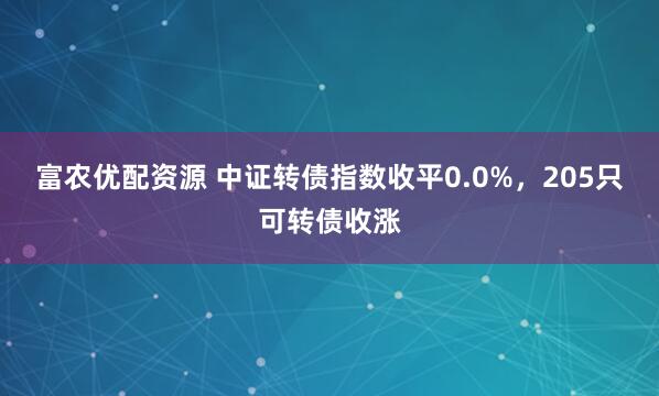 富农优配资源 中证转债指数收平0.0%，205只可转债收涨