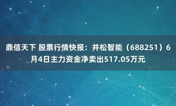 鼎信天下 股票行情快报：井松智能（688251）6月4日主力资金净卖出517.05万元