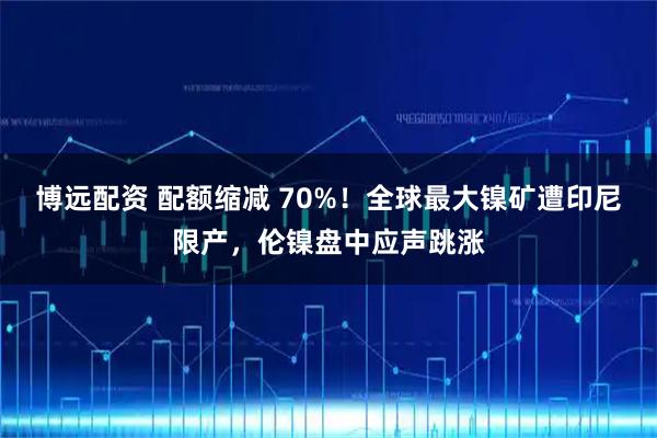 博远配资 配额缩减 70%！全球最大镍矿遭印尼限产，伦镍盘中应声跳涨